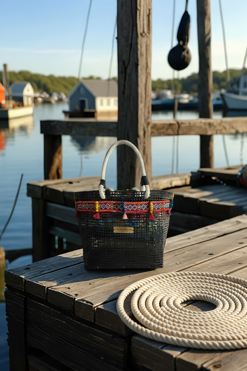 Coastal Handbag Crafted from Recycled Oyster Mesh: Baja Babe Pattern