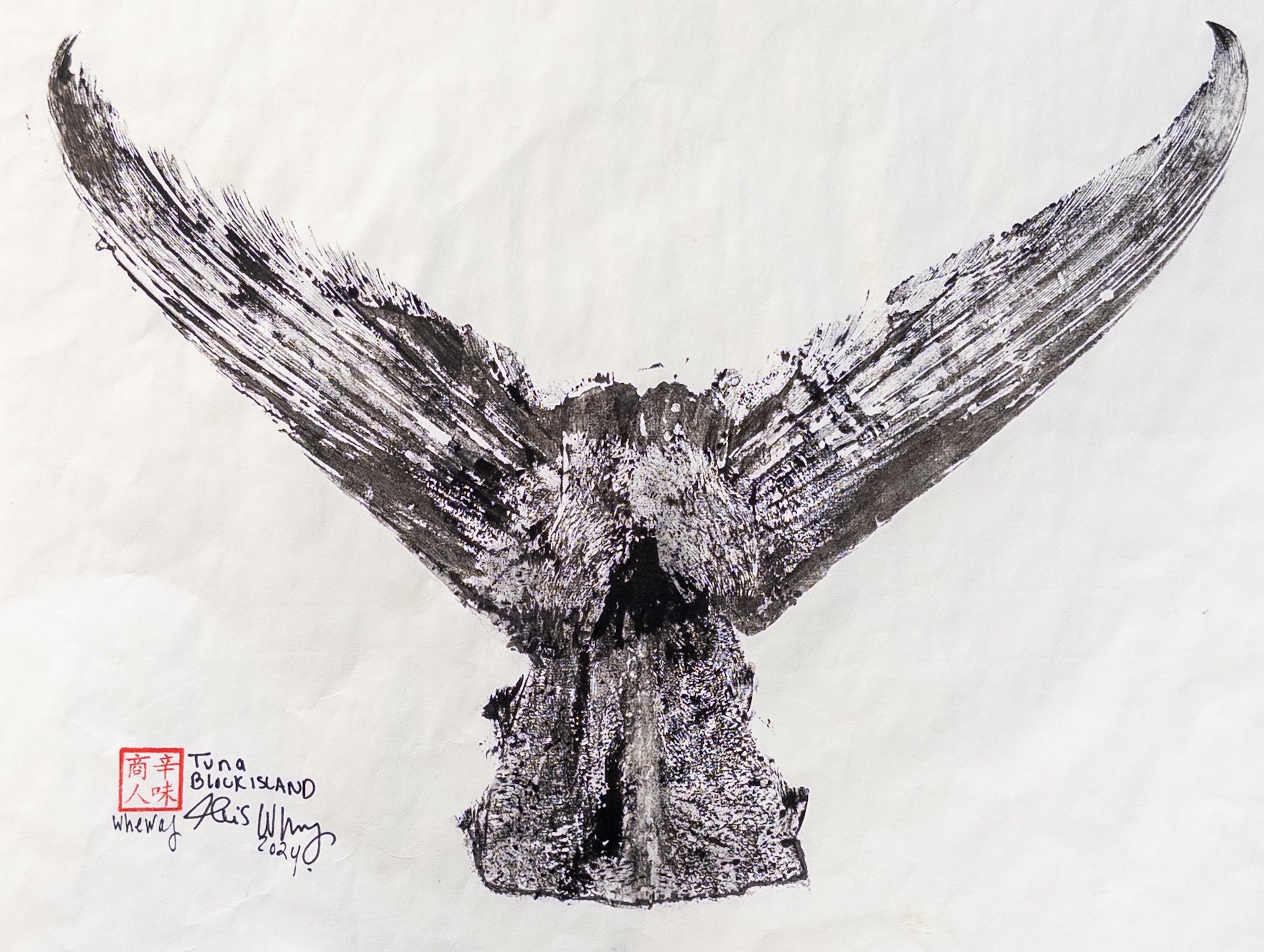 Yellowfin Tuna tail Gyotaku